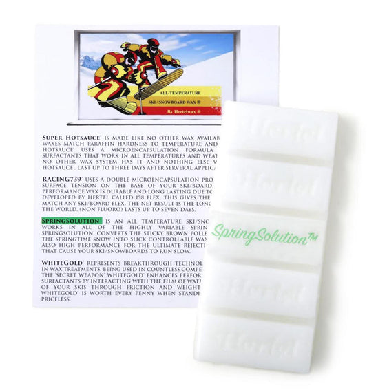 Hertel SpringSolution spring ski wax two 5oz bars for pollen snow, Made in USA