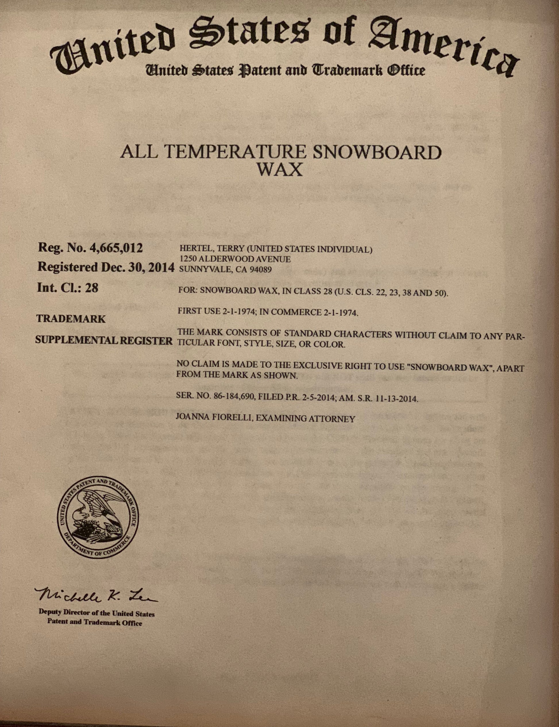 All temperature snowboard wax trademark 2014. 4665012